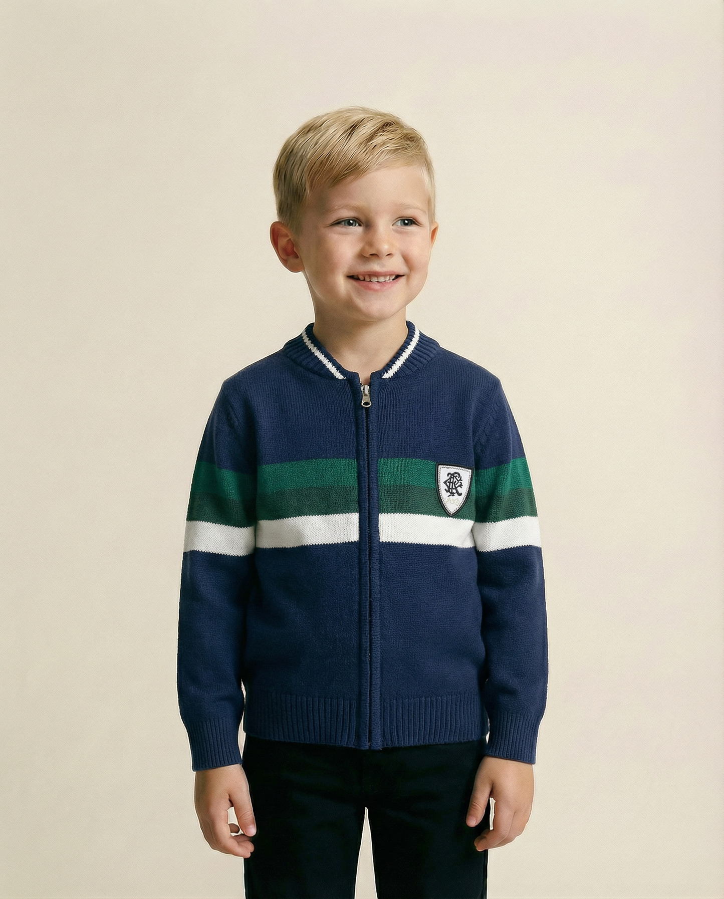 Striped zipper sweater